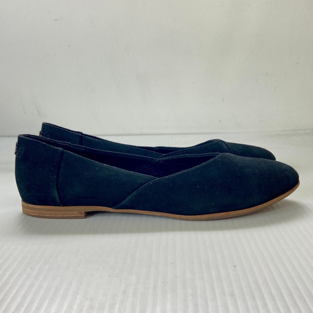 TOMS‎ Jutti Neat Ballet Flats Black Suede Leather Womens 8.5